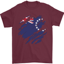 Torn Flag Cook Islands Mens T-Shirt 100% Cotton Maroon