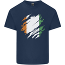 Torn Flag Cote d' Ivoire Mens Cotton T-Shirt Tee Top Navy Blue
