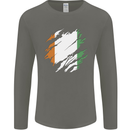 Torn Flag Cote d' Ivoire Mens Long Sleeve T-Shirt Charcoal
