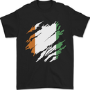 Torn Flag Cote d' Ivoire Mens T-Shirt 100% Cotton Black