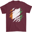 Torn Flag Cote d' Ivoire Mens T-Shirt 100% Cotton Maroon