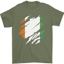 Torn Flag Cote d' Ivoire Mens T-Shirt 100% Cotton Military Green
