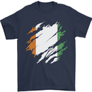 Torn Flag Cote d' Ivoire Mens T-Shirt 100% Cotton Navy Blue