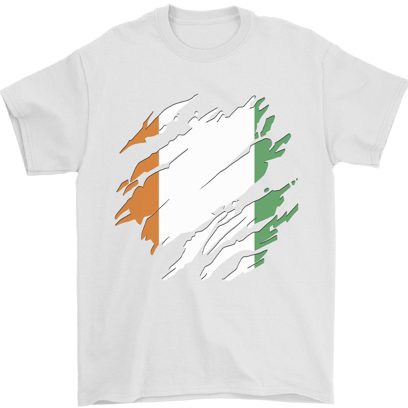 Torn Flag Cote d' Ivoire Mens T-Shirt 100% Cotton White