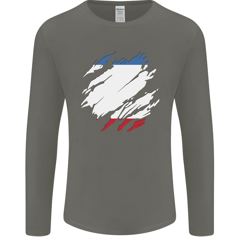 Torn Flag Crimea Mens Long Sleeve T-Shirt Charcoal