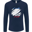 Torn Flag Crimea Mens Long Sleeve T-Shirt Navy Blue