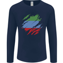 Torn Flag Dagestan Mens Long Sleeve T-Shirt Navy Blue
