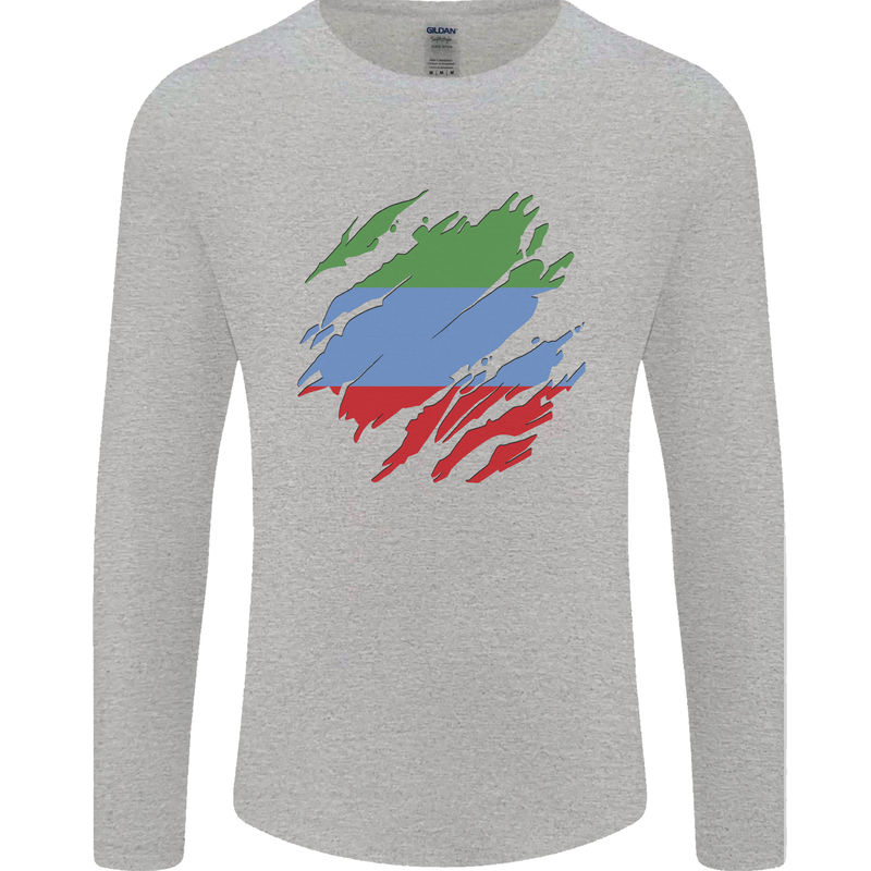 Torn Flag Dagestan Mens Long Sleeve T-Shirt Sports Grey