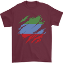 Torn Flag Dagestan Mens T-Shirt 100% Cotton Maroon