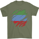 Torn Flag Dagestan Mens T-Shirt 100% Cotton Military Green