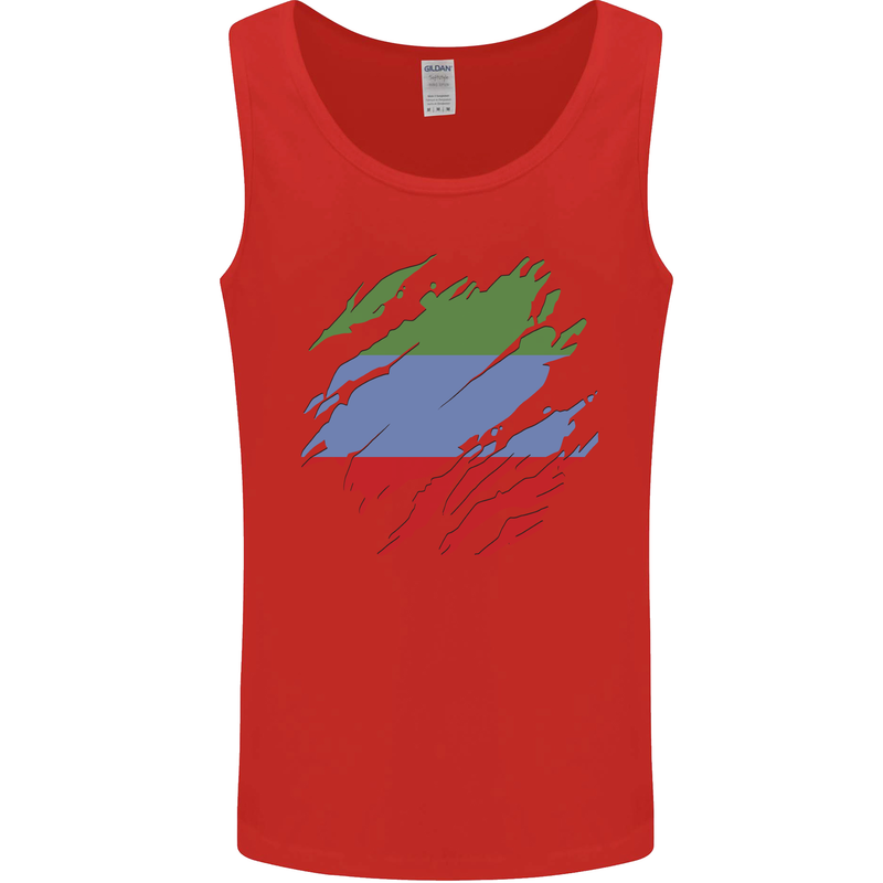 Torn Flag Dagestan Mens Vest Tank Top Red