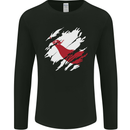 Torn Flag Easter Island Mens Long Sleeve T-Shirt Black