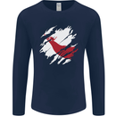 Torn Flag Easter Island Mens Long Sleeve T-Shirt Navy Blue