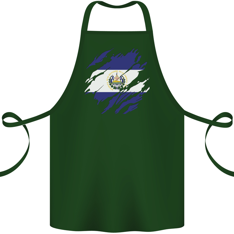 Torn Flag El Salvador Cotton Apron 100% Organic Forest Green