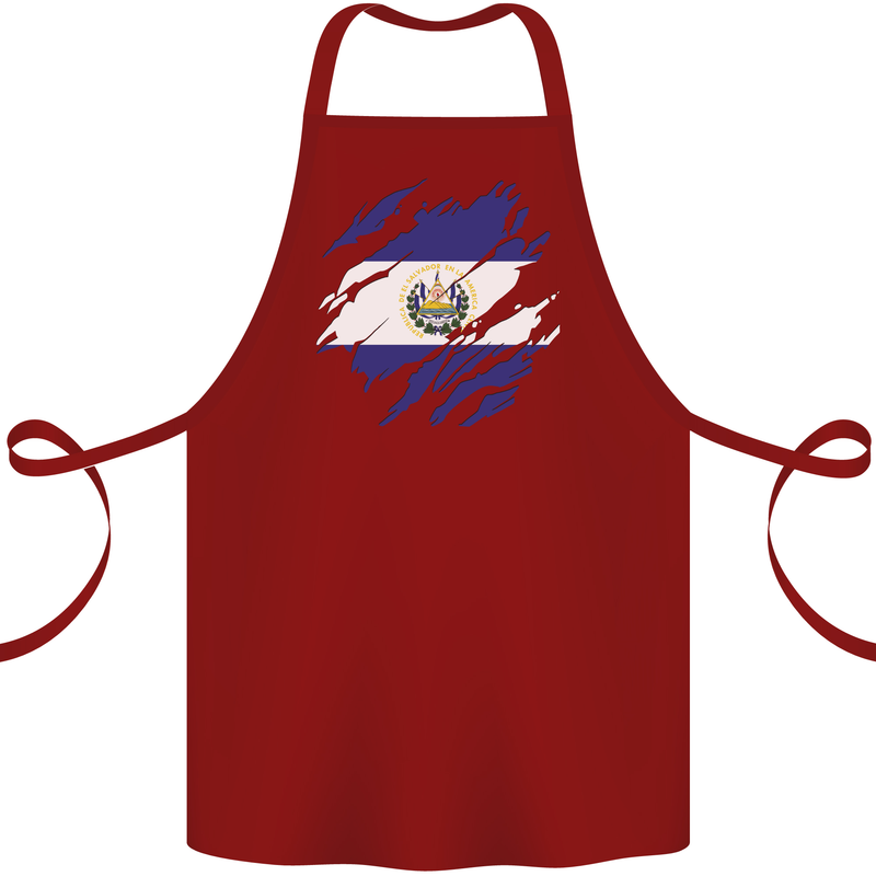 Torn Flag El Salvador Cotton Apron 100% Organic Maroon