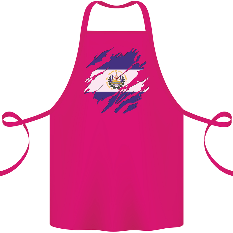 Torn Flag El Salvador Cotton Apron 100% Organic Pink
