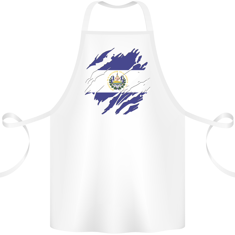 Torn Flag El Salvador Cotton Apron 100% Organic White