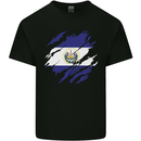 Torn Flag El Salvador Mens Cotton T-Shirt Tee Top Black