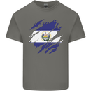 Torn Flag El Salvador Mens Cotton T-Shirt Tee Top Charcoal