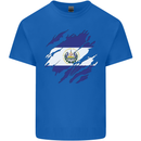 Torn Flag El Salvador Mens Cotton T-Shirt Tee Top Royal Blue