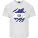 Torn Flag El Salvador Mens Cotton T-Shirt Tee Top White
