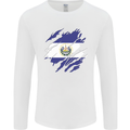 Torn Flag El Salvador Mens Long Sleeve T-Shirt White