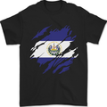 Torn Flag El Salvador Mens T-Shirt 100% Cotton Black