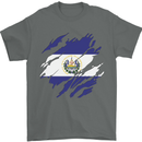 Torn Flag El Salvador Mens T-Shirt 100% Cotton Charcoal