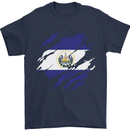 Torn Flag El Salvador Mens T-Shirt 100% Cotton Navy Blue