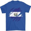 Torn Flag El Salvador Mens T-Shirt 100% Cotton Royal Blue