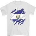 Torn Flag El Salvador Mens T-Shirt 100% Cotton White