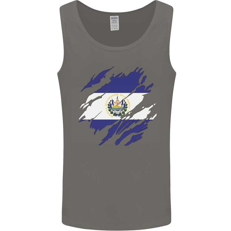 Torn Flag El Salvador Mens Vest Tank Top Charcoal