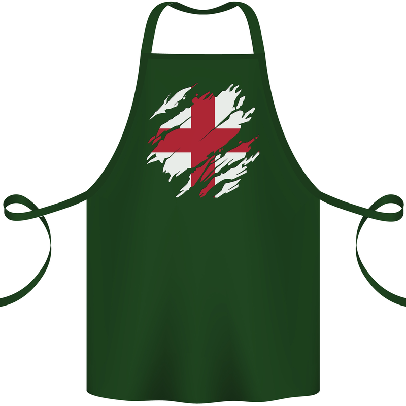 Torn Flag England English Cotton Apron 100% Organic Forest Green