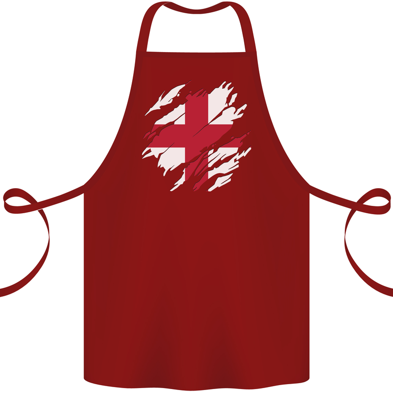 Torn Flag England English Cotton Apron 100% Organic Maroon
