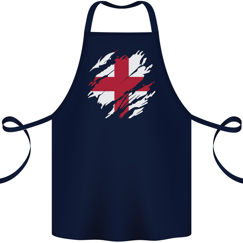 Torn Flag England English Cotton Apron 100% Organic Navy Blue