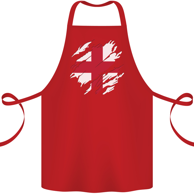 Torn Flag England English Cotton Apron 100% Organic Red