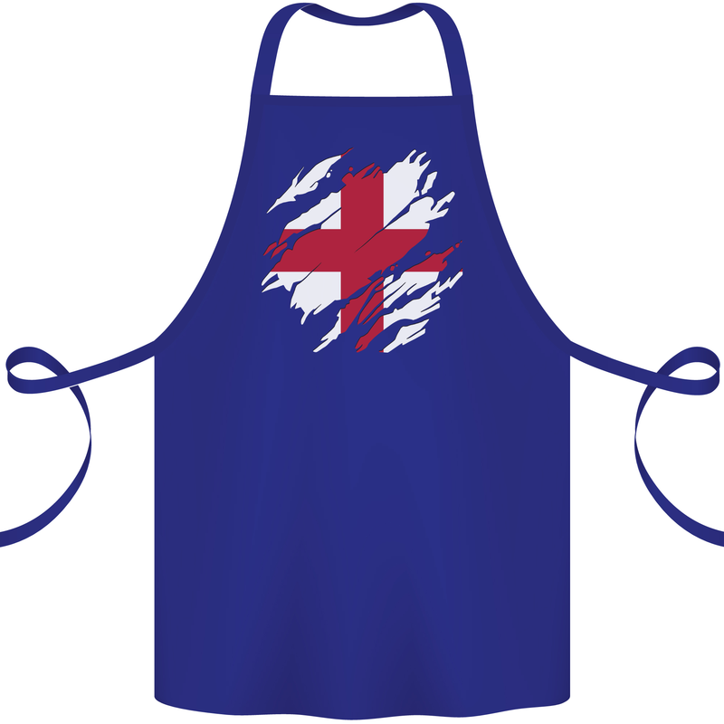Torn Flag England English Cotton Apron 100% Organic Royal Blue