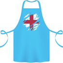 Torn Flag England English Cotton Apron 100% Organic Turquoise