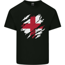 Torn Flag England English Mens Cotton T-Shirt Tee Top Black
