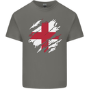 Torn Flag England English Mens Cotton T-Shirt Tee Top Charcoal