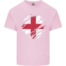 Torn Flag England English Mens Cotton T-Shirt Tee Top Light Pink