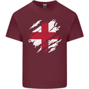 Torn Flag England English Mens Cotton T-Shirt Tee Top Maroon
