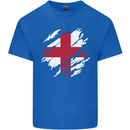 Torn Flag England English Mens Cotton T-Shirt Tee Top Royal Blue
