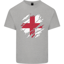 Torn Flag England English Mens Cotton T-Shirt Tee Top Sports Grey