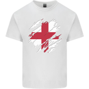 Torn Flag England English Mens Cotton T-Shirt Tee Top White