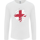 Torn Flag England English Mens Long Sleeve T-Shirt White