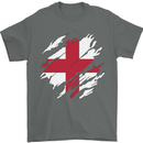 Torn Flag England English Mens T-Shirt 100% Cotton Charcoal
