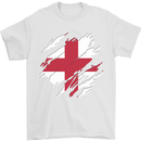Torn Flag England English Mens T-Shirt 100% Cotton White