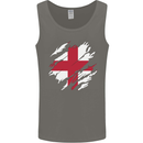 Torn Flag England English Mens Vest Tank Top Charcoal