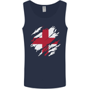 Torn Flag England English Mens Vest Tank Top Navy Blue